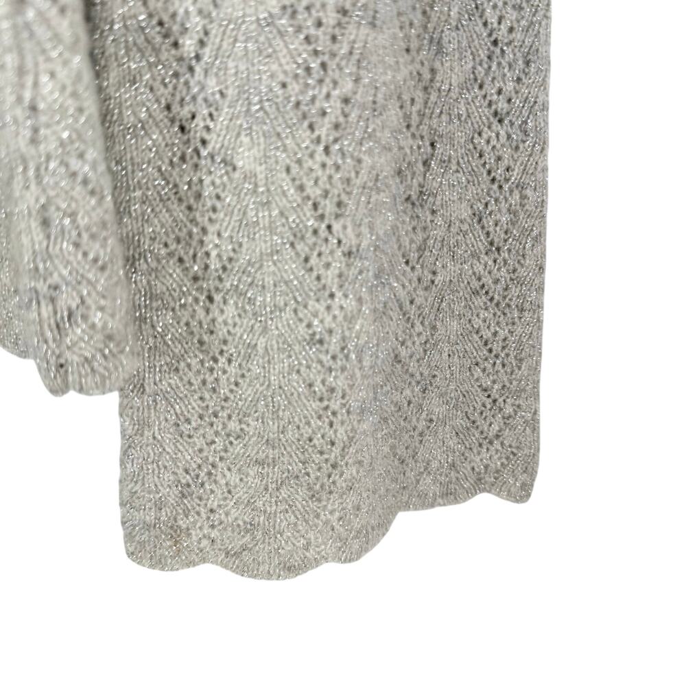 Ann Taylor Medium CASHMERE Sparkly Gray Silver Sweater Shirt Top Christmas - Picture 6 of 8